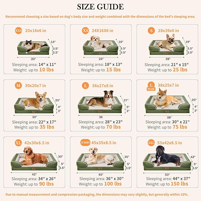 Comfort Expression Orthopedic Dog Bed for Medium Size Dog with Bolster | Waterproof Dog Couch Bed with Washable Cover & Non-Slip Bottom, Supportive Egg Crate Foam Medium Pet Bed, 30x20 Inch - Image 3