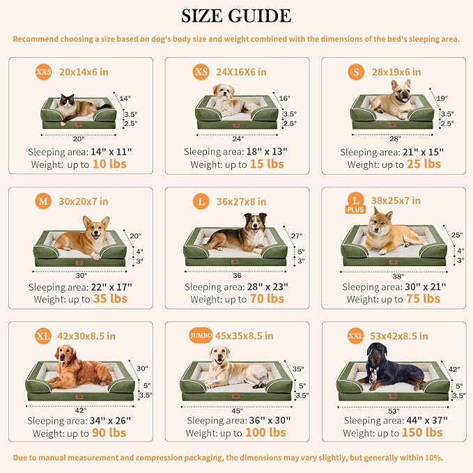 Comfort Expression Orthopedic Dog Bed for Extra Large Dogs with Bolster | Waterproof Dog Couch Bed with Washable Cover & Non-Slip Bottom, Supportive Egg Crate Foam XL Pet Bed, 45x35 Inch - Image 3