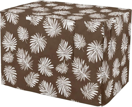 Dog Crate Cover Kennel Cover for Dog Cages Breathable for Wire Cage Indoor Outdoor Brown Palm Leaves01 by QwThum