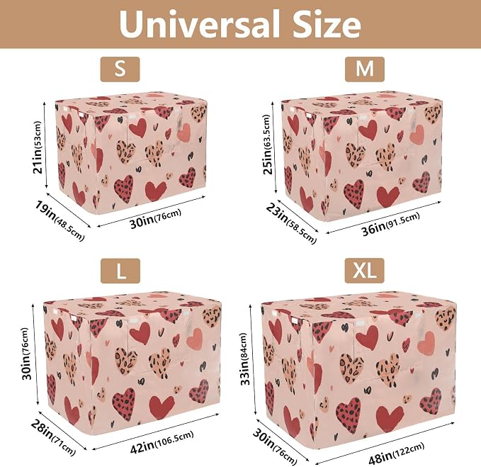 Dog Crate Cover Kennel Cover for Dog Cages Breathable for Wire Cage Indoor Outdoor Hearts Leopard Print Pink - Image 3