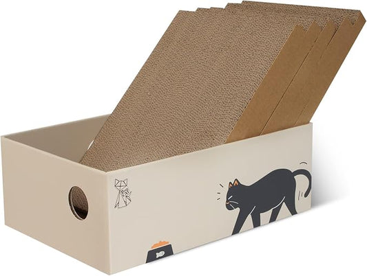 Papercat Cat Scratcher, 5 PCS in 1 Scratching pad with Box, Natural Recycled Corrugated Cardboard, Reversible for 2X Use, Kitty Refill Indoor, Brown (PC-MZB-001) by Unknown