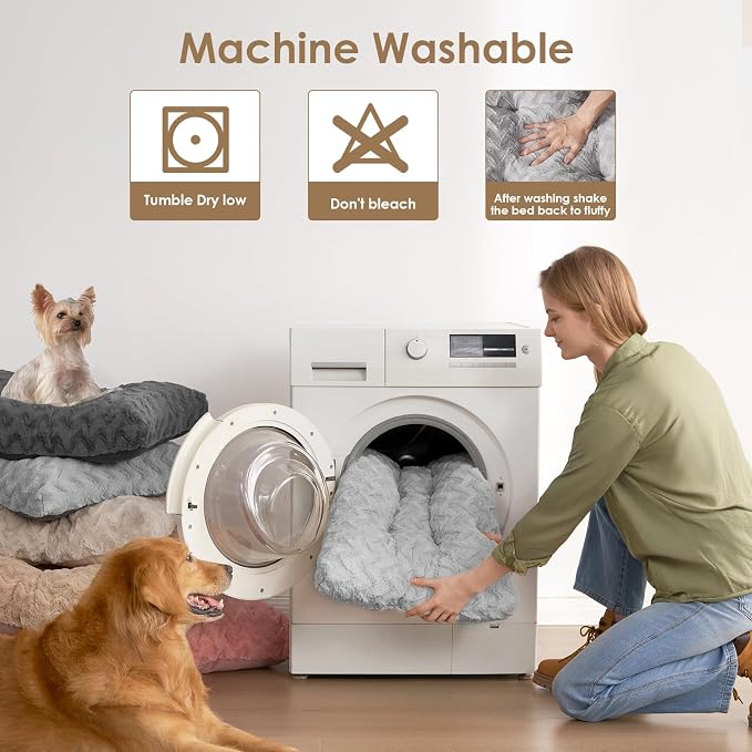 EHEYCIGA XXL Washable Dog Bed for Crate 47x29 Inch, Kennel Pad for Extra Large Dogs Up to 100 lbs, Plush and Comfy Pet Sleeping Mat, Grey - Image 3