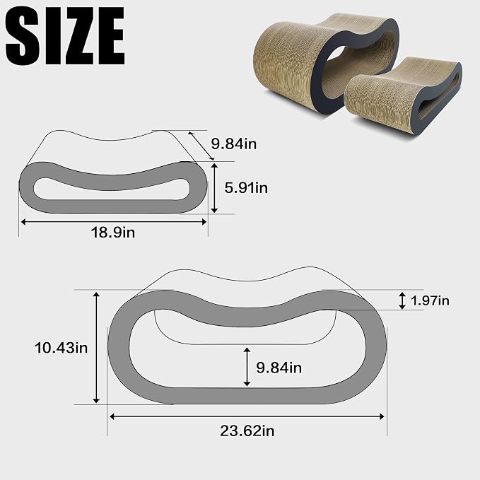 TTCAT Cat Scratching Pad, 2 in 1 Corrugated Cardboard Cat Scratcher Lounge for Indoor Cats, Durable Cat Scratching Board Reversible with Catnip for Furniture Protection. - Image 3