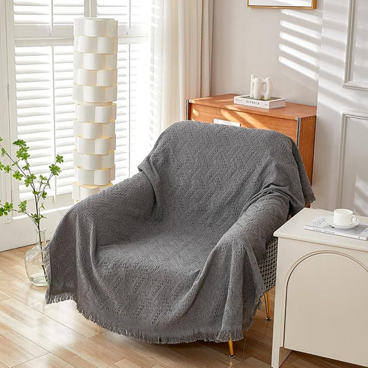 AIVIA Armless Loveseat Cover Sheet Blanket, Anti Slip Throw Cushion Covers for Armless Couches, 1 Cushion Love-Seat Furniture Decor Slipcovers Protector for Dogs Cats 71"x91" Dark Gray by AIVIAChairCouchSofaCoverThrowBlanket