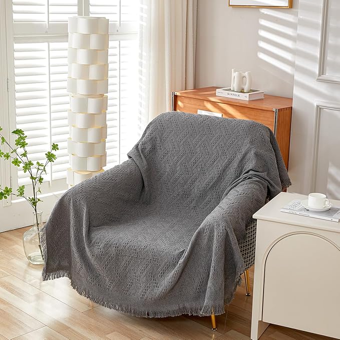 AIVIA Armless Loveseat Cover Sheet Blanket, Anti Slip Throw Cushion Covers for Armless Couches, 1 Cushion Love-Seat Furniture Decor Slipcovers Protector for Dogs Cats 71"x91" Dark Gray - Image 7