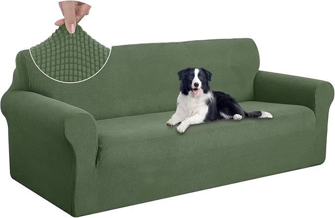 U-NICE HOME Oversized Stretch Couch Cover Slipcover, Loden Frost | 3 Cushion Sofa, 1-Piece Sofa cover, Washable, Pet friendly, Furniture protector, Polyester Spandex Jacquard fabric by U-NICEHOME