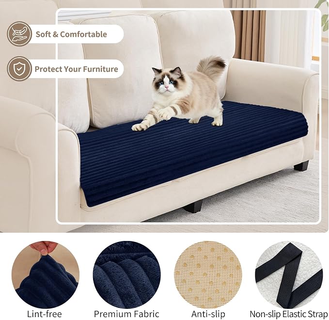 100% Waterproof Couch Covers for Dogs, 35"×70.9" Washable Couch Cover, Non Slip Sectional Couch Covers for 3 Cushion Sofa Cover Pet Friendly, Cat and Dog Couch Bed Cover-Navy Blue - Image 4