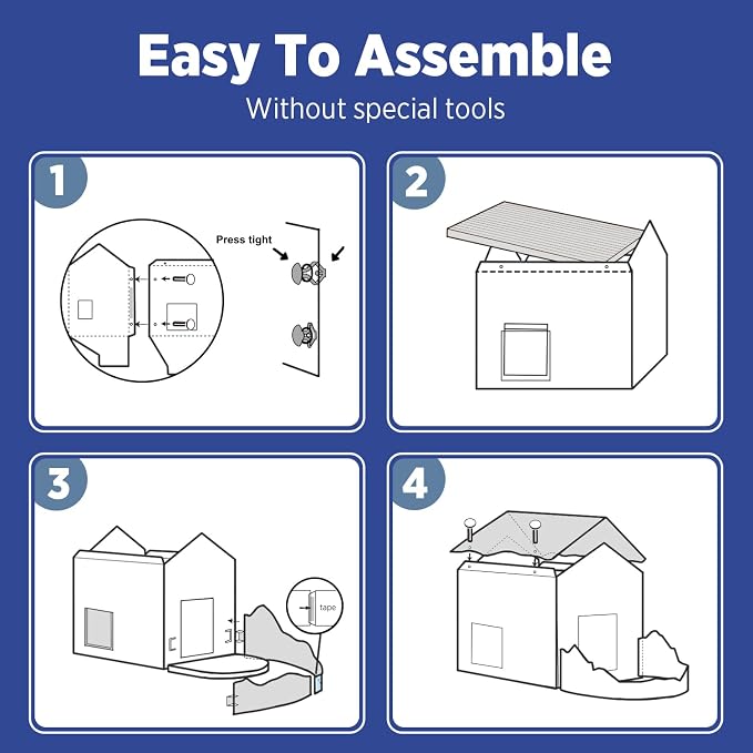SMILE PAWS Cat Beds for Indoor Cats, Cardboard Cat House with Scratchers, Onsen Hotel, Large Sturdy Cat Furniture Condo Cave Tent, Easy to Assemble Pet Toys Accessories Stuffs, Bunny Small Animals - Image 7