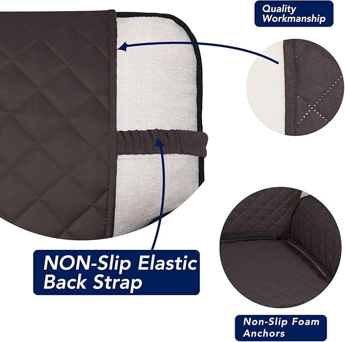 PureFit Reversible Quilted Sofa Cover, Water Resistant Slipcover Furniture Protector, Washable Couch Cover with Non Slip Foam and Elastic Straps for Kids, Pets (X Large, Chocolate/Chocolate) | Chocolate/Chocolate, Water Resistant Couch Protector, Washa... - Image 3