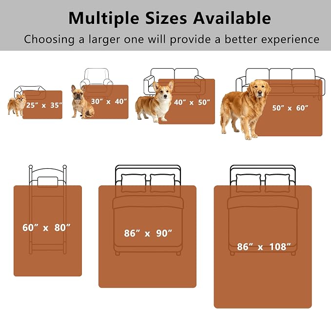 Waterproof Blanket for Dogs - Pet Throw as Furniture Protector | Cozy Sherpa & Smooth Velvet, Reversible and Machine Washable, for Couch, Bed, or Travel, 86"x108", Orange - Image 7