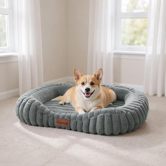 Orthopedic Dog Bed, Memory Foam Bolster Bed for Large Dogs | 30L x 24W x 5H, Bolster Sides Design, Washable Cover, Orthopedic Support Structure, Non-Slip Bottom, Medium Dog Bed, Grey by Unknown