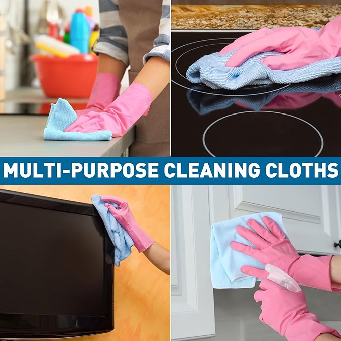 TEAWOO Microfiber Cleaning Cloths-50 Pack, Microfiber Towels Bulk | Cleaning Towels for Cars & Home, Cleaning Rags, 5 Colors Assorted (12x12 inches) - Image 5