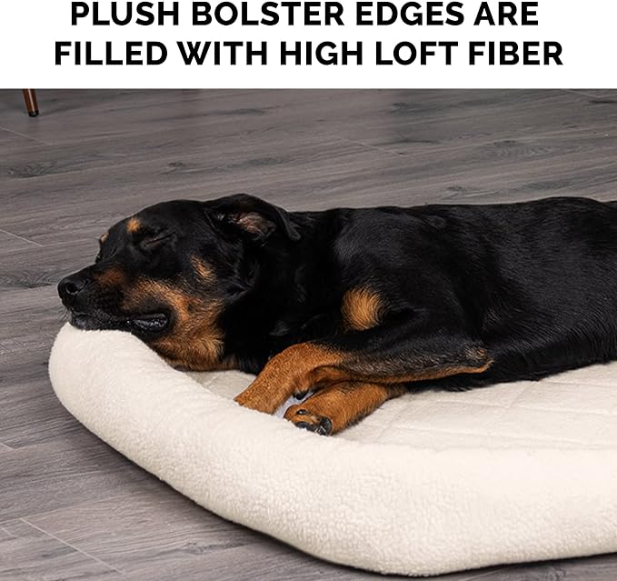 Furhaven Dog Bed for Large Dogs, 100% Washable, Sized to Fit Crates - Sherpa Fleece Bolster Crate Pad - Cream, Jumbo/XXL - Image 10