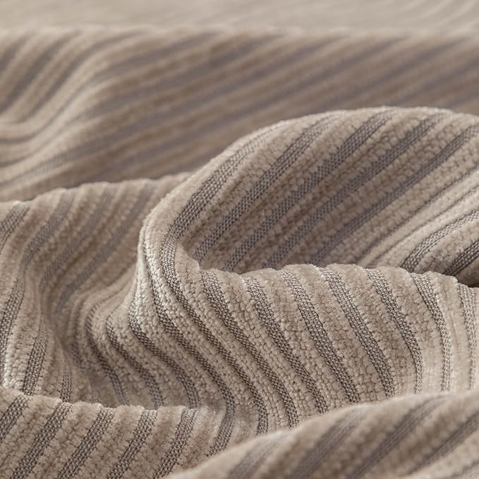 Gray Chenille Couch Cover for Pets, Washable Striped Geometric Sofa Cover for 2 Cushion Couch, Boho Sofa Slipcover for Living Room, Thick Sectional Furniture Protector with Cute Pom Pom Edge-71x118IN - Image 5