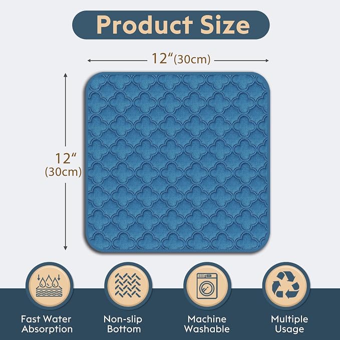 FunFurry Washable Guinea Pig Cage Liner - 4 Pack Reusable Washable Pee Pads，Waterproof Guinea Pig Bedding for Small Animal - Rabbit Bunny Hamster Puppy (Blue, 12" X 12" - 4 Pack) - Image 2