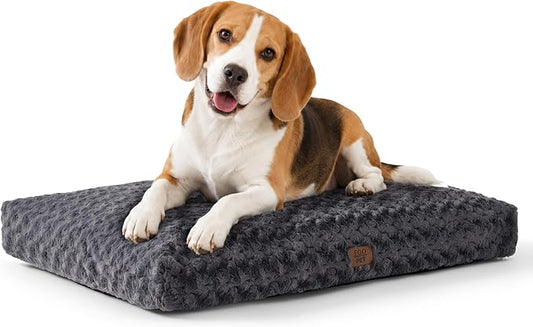 EGOHOME Dog Bed for Medium Dogs, Shredded Memory Foam, Washable, Non-Slip | Balanced Support Foam, CertiPUR-US, Removable Washable Cover, Rose Velvet, Dog Crate Bed & Kennel Pad, 29 x 21 Inch, Gray by Unknown