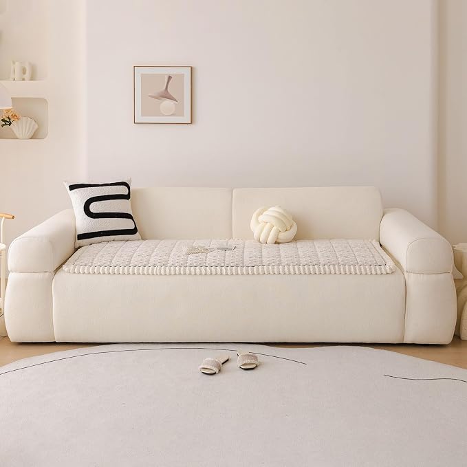 Couch Cover for Dog, Anti Slip Sofa Cover for Sectional, Cream, 27.6 x 59.1 | Soft Thick Couch Covers for 2 Cushion Couch Sofa Pet Friendly, Scratch Resistant Sofa Cover Washable Dog Furniture Protector - Image 5
