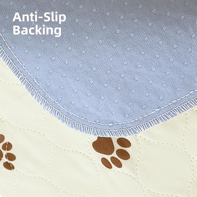 PUPTECK Washable Pee Pads for Dogs Dog Training Pads 2 Pack Beige 48x60 in | Reusable Puppy Potty Training Pads Whelping Mat Pet Food Feeding Mat Leakproof Fast Absorption Non-Slip for Couch, Crate - Image 4