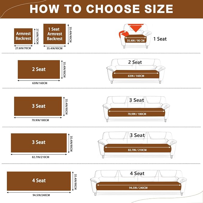 DREAMINGO Faux Fur Couch Seat Cover, Soft Plush Sofa Covers for Pet Washable, Non Slip Furniture Protector for Loveseat 2 Cushion Sofa, 35.4x70.9 Inch, Brown - Image 2