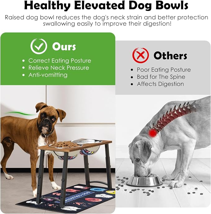 Elevated Dog Bowls for Large Dogs with Slow Feeder & Mat, 4 Height Adjustable & 101oz Bowls, Tall Raised Dog Bowl Stand - Image 3