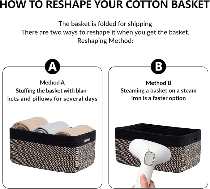 MiniArk Large Storage Baskets for Shelves, 17 x 13 x 7.5” Closet Organizers Bins for Clothes Blanket Towels, Baby Nursery, Toy Baskets Box, Woven Rope Baskets, 3 Packs Woven Brown - Image 7