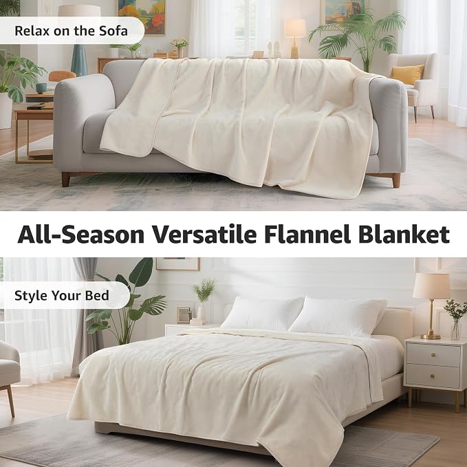 LOOBANI Waterproof Blanket for Bed, Soft Flannel Twin Bed Blanket 60" x 80" | Pet Blankets for Large Dogs, Reversible Spill-Proof, Ideal for Couch Cover, Movie Time, Camping, Travel, Noise Free, Beige - Image 8