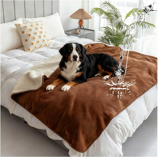 Waterproof Pet Blanket for Bed, Reversible Soft Flannel Love Blanket, Bed Blanket for Couples Washable, Spill-Proof Dog Throw Blanket for Couch, Sofa Protect, Camping,Coffee Brown,80"x90" by Unknown