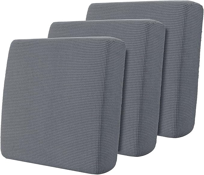 Hokway Stretch Couch Cushion Covers, 3 Piece Individual Sofa Cushion Slipcovers，Jacquard Sofa Seat Slipcover Set, Non-Slip Protector for Cushion (LightGray,Small-3PC) by Hokway