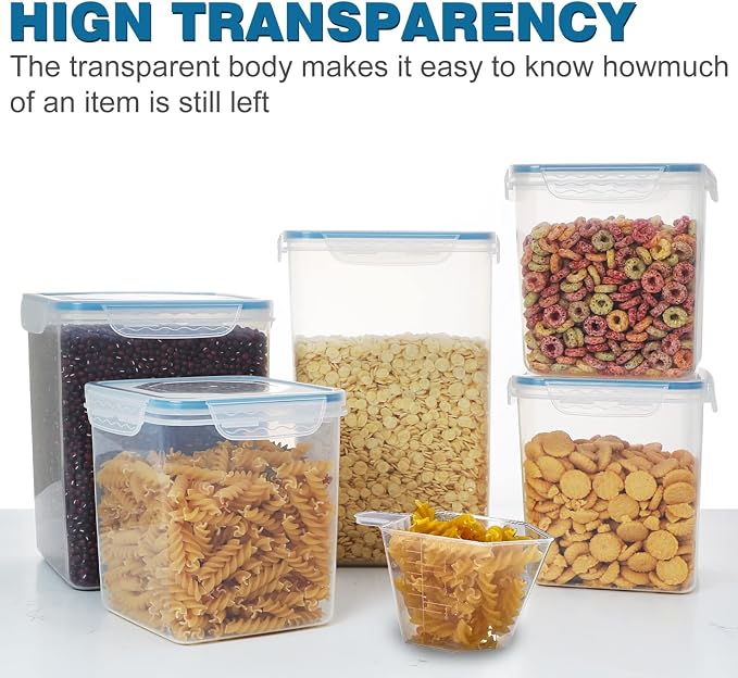 VERONES Large Tall Airtight Food Storage Containers, 10 PACK Containers Set | Plastic Airtight Kitchen & Pantry Organization, Ideal for Flour & Sugar Plastic Canisters with Labels - Image 3