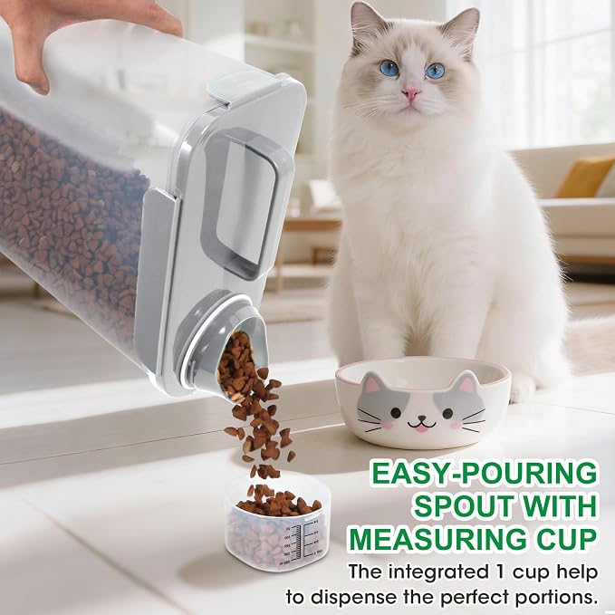 TBMax 10 lbs Cat Dog Food Storage Container, 2026 Upgraded Large Pouring Container for Pet Food Storage, Bird Seed Dispenser, Portable Travel Kibble Holder -Light Gray - Image 4