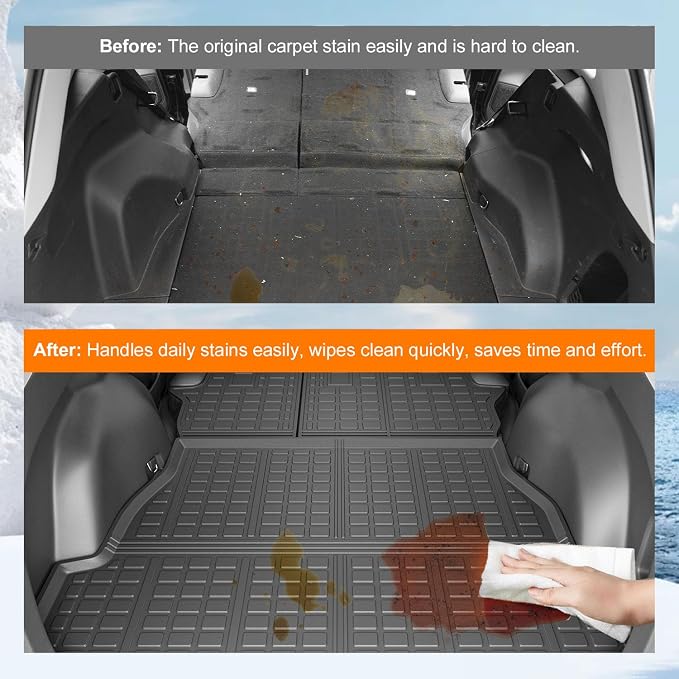 powoq Cargo Mat Compatible with 2019-2025 Toyota RAV4 Backrest Mat Cargo Liner Trunk Mat Back Seat Protector Replacement for 2019-2024 2025 Toyota RAV4 Accessories (Trunk Mat+Backrest Mats) - Image 3
