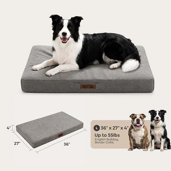 Sytopia Outdoor Dog Bed, 36" XL Orthopedic Dog Bed for Extra Large Dogs (55 lbs), Durable Waterproof Pet Bed, Heavy Duty Dog Crate Pad, Washable Removable Cover, Anti-Slip Bottom, Dark Gray - Image 5