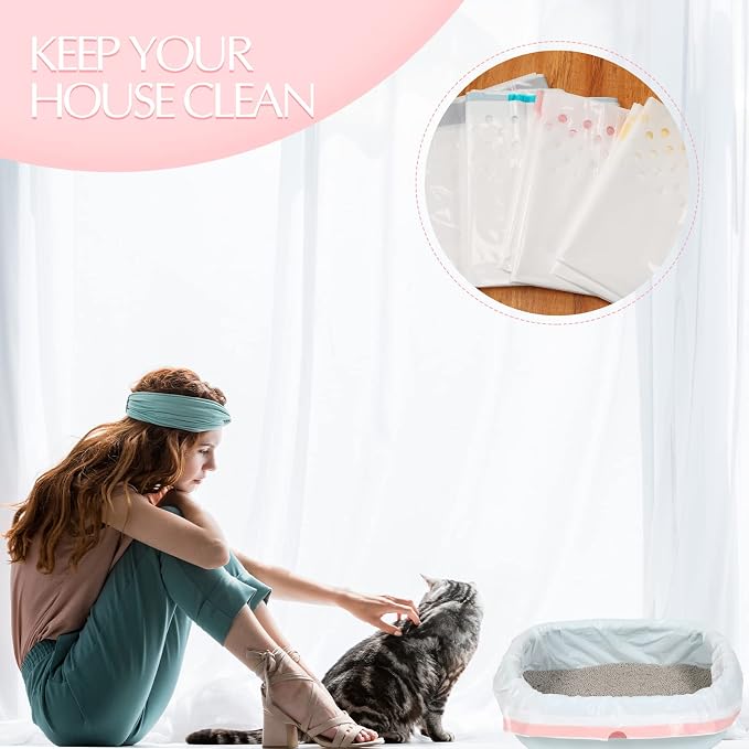 Jutom 42 Count Jumbo Sifting Cat Litter Bags 36 x 18 Inch Extra Large Thick Cat Litter Box Liners with Holes Disposable Thick Scratch Resistant Rubbish Bags Drawstring Rubbish Box Liners - Image 6