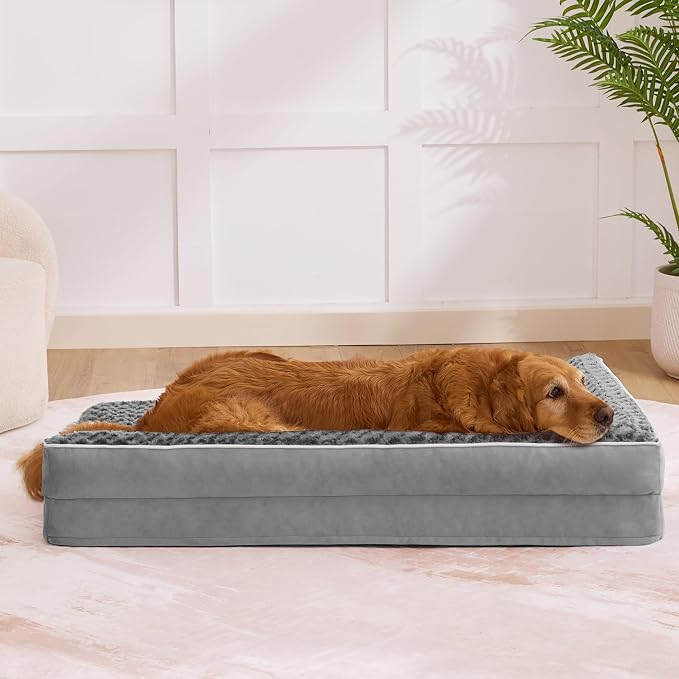 Dog Bed Large Sized Dogs, XXL Orthopedic Dog Bed for Large Dogs, Waterproof Pet Bed with Washable Removable Cover, L-Shaped Pet Couch with Portable Handle 48"x35"x7.5", Grey - Image 7