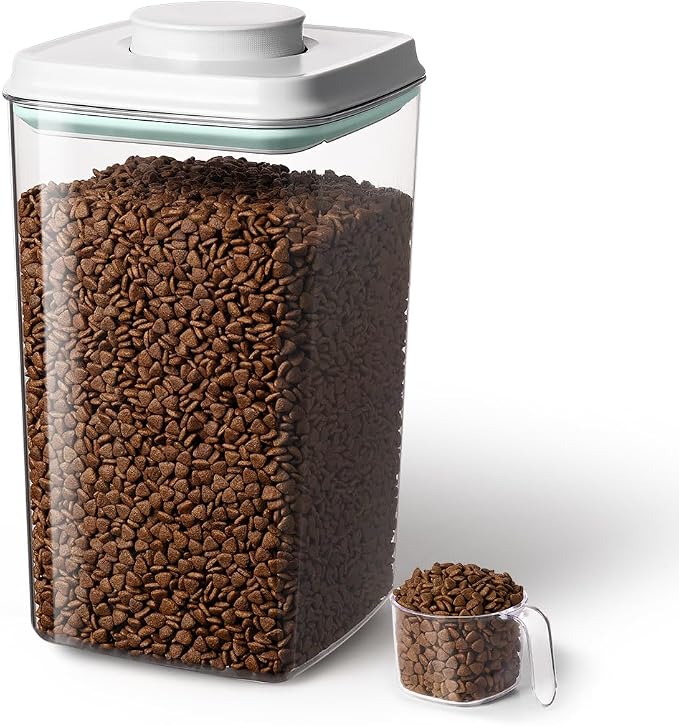 Ankou Dog Food Storage Container with 130ml Scoop – 4L/4.2qt Airtight Dog Food Container for Kibble & Treats, BPA-Free Cat Food Storage Container, Stackable Pop Lid Plastic Container with Lid by ANKOU