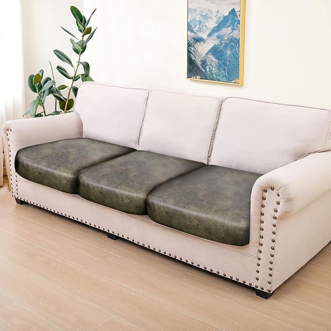 ANARACHON Leather Look Couch Cushion Covers Sofa Seat Slipcovers Sets Couches Furniture Protector for Sectional Armchair Loveseat Pets Kids Stretch Polyester & Spandex Fabric (3 Cushion Sofa, Yellow) - Image 7