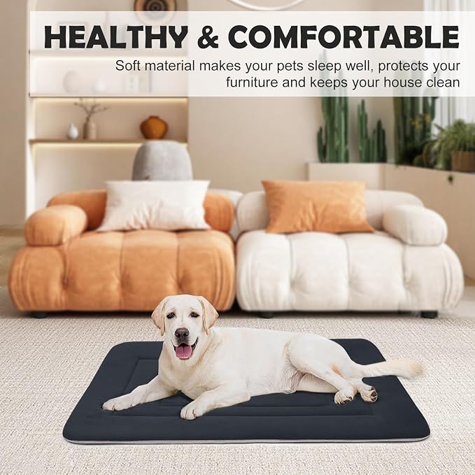 Dog Bed Soft Dog Crate Bed Pad Mat, 36 in Non Slip Bottom Washable Beds for Medium and Large Dogs, Pet Bed Mattress Kennel Pad, Dark Blue Gray - Image 3