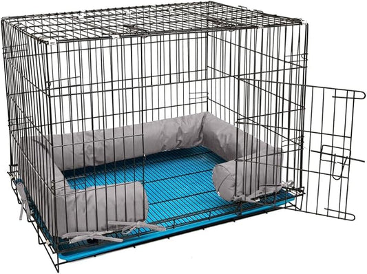 Happy Howls Dog Crate Bumper - Dog Cage- Waterproof 1100D Fabric - with Reinforced Ties & Durable Zippers - Fits Front or Side Door Puppy Kennels - Removable Cover (Grey, 48.0" L x 30.0" W) by Unknown