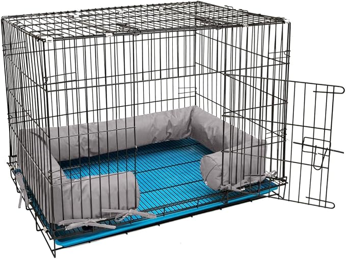 Happy Howls Dog Crate Bumper - Dog Cage- Waterproof 1100D Fabric - with Reinforced Ties & Durable Zippers - Fits Front or Side Door Puppy Kennels - Removable Cover (Grey, 36.0" L x 23.0" W) by Unknown
