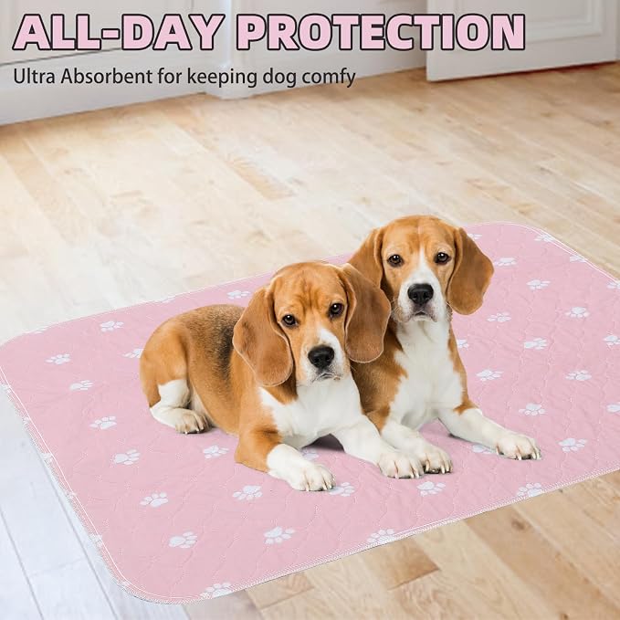 PUPTECK Washable Pee Pads for Dogs Dog Training Pads 2 Pack Pink 36x41 in | Reusable Puppy Potty Training Pads Whelping Mat Pet Food Feeding Mat Leakproof Fast Absorption Non-Slip for Couch, Crate - Image 8