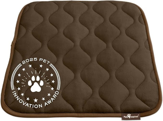 Paw Inspired Washable Padded Crate Mats for Dogs | 23" x 17" Pad, Fits 24-inch Kennels | Leakproof, Waterproof Bottom, Plush Pet Beds (Dark Brown) by HOME
