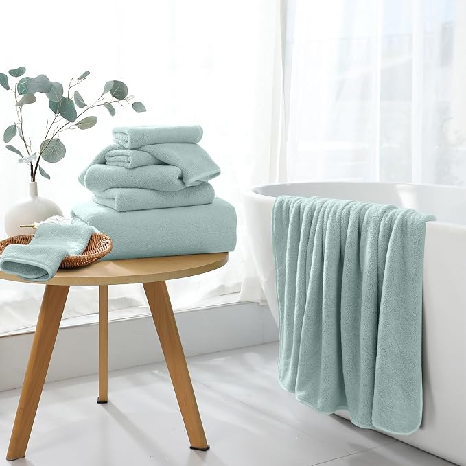 Extra Large Bath Sheet 4 Piece (35"x70")-Ultra Soft Oversized Bath Towel,Bath Sheet Towel Set for Bathroom Hotel,Ultra Highly Absorbent Quick Dry Shower Towel Set for Adults,Bathroom Towel-Aqua - Image 4
