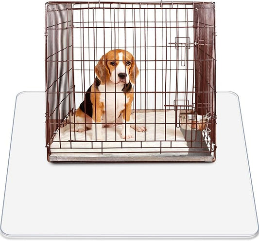 Cinnvoice Under Dog Crate Mat PVC Under Cage Mat Pet Floor Protector 48 x 48 Inch Waterproof Bird Cage Liner Washable Dog Kennel Puppy Pee Training Water Resistant Pad to Protect Floors, Clear by Cinnvoice
