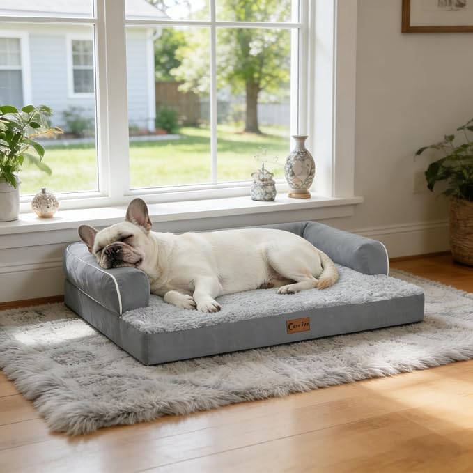 Waterproof Orthopedic Dog Bed for Extra Large Dogs, 41x27in, Grey | Orthopedic Foam Relieves Joint Pressure, Bolsters Supports Head And Neck, Washable Cover, Non-Slip Bottom - Image 9