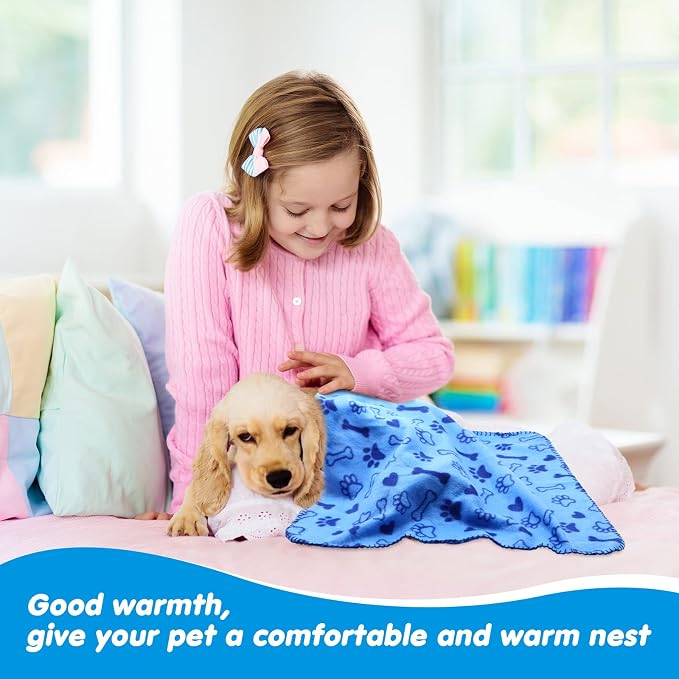 Chumia 28 Pieces Puppy Blanket Bulk Small Fleece Pet Blanket for Puppy Dogs Kitten Cats Pets Soft Warm Paw Print Sleep Mat Bed Covers, 28 Styles(27.5 x 39.3 Inch) - Image 5
