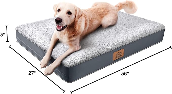 Sunheir Washable Orthopedic XL Dog Bed Extra Large Waterproof Dog Crate Bed | Removable Cover, Egg Crate Foam Support, Easy-Clean, Anti-Slip Bottom, Machine Washable Soft Pet Bed Mat for Crate, 36" Grey - Image 7