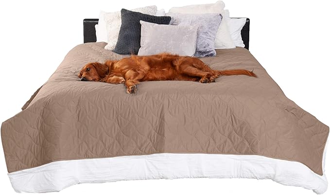 Furhaven Waterproof & Non-Slip Queen Size Mattress Cover Protector for Dogs & Cats, Washable, For Beds, Couches, & Car Seats - Quilted Twill Blanket Mattress Cover - Brownstone, Large/Queen Size by FurHaven