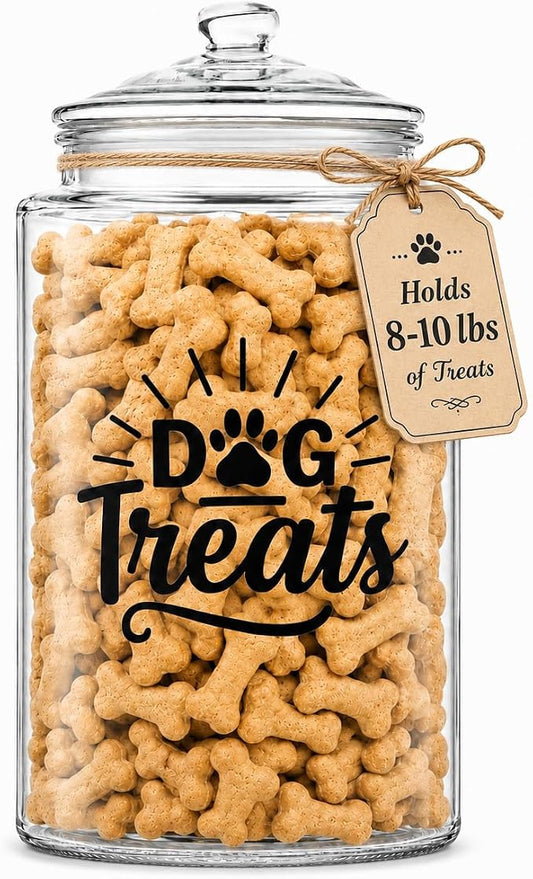 kitchentoolz 2-Gallon Dog Treat Container Airtight – Large Glass Jar for Countertop, Stylish Dog Treats Container & Dog Cookie Jar, Perfect Dachshund Accessories & Dog Treat Storage by KITCHENTOOLZ