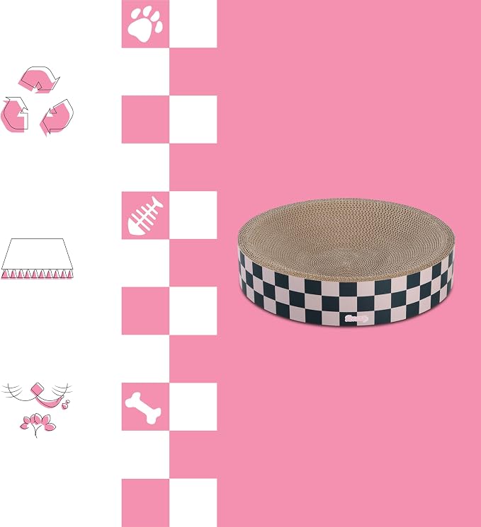 CSR1010C Nelson 20.13" Modern Cardboard Round Bowl Cat Scratcher with Catnip, Peony - Image 8