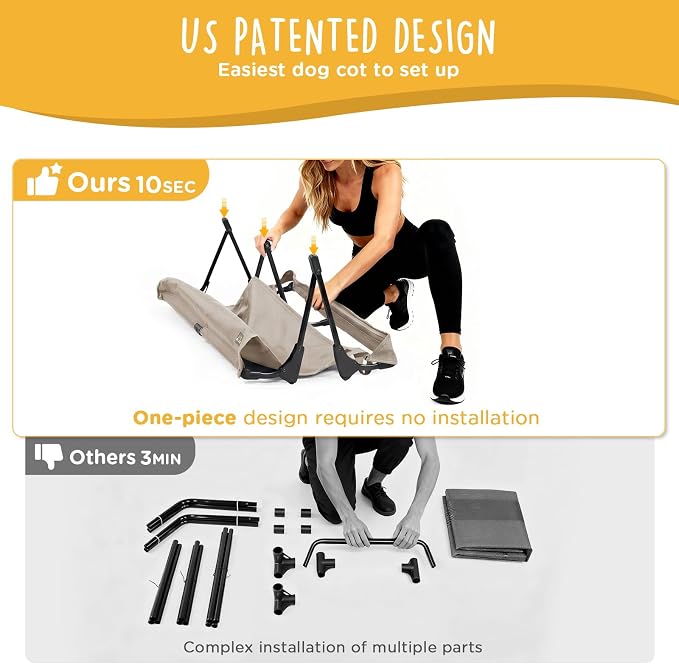 CANINE CANYON Upgraded Non-Slip Daisy Cot, Large Foldable Elevated Dog Bed, Portable Raised Outdoor Folding Dog Cot for Camping/Home, Chew Proof Waterproof Heavy Duty Up to 160 Lbs, Brown, 43"x27" - Image 2